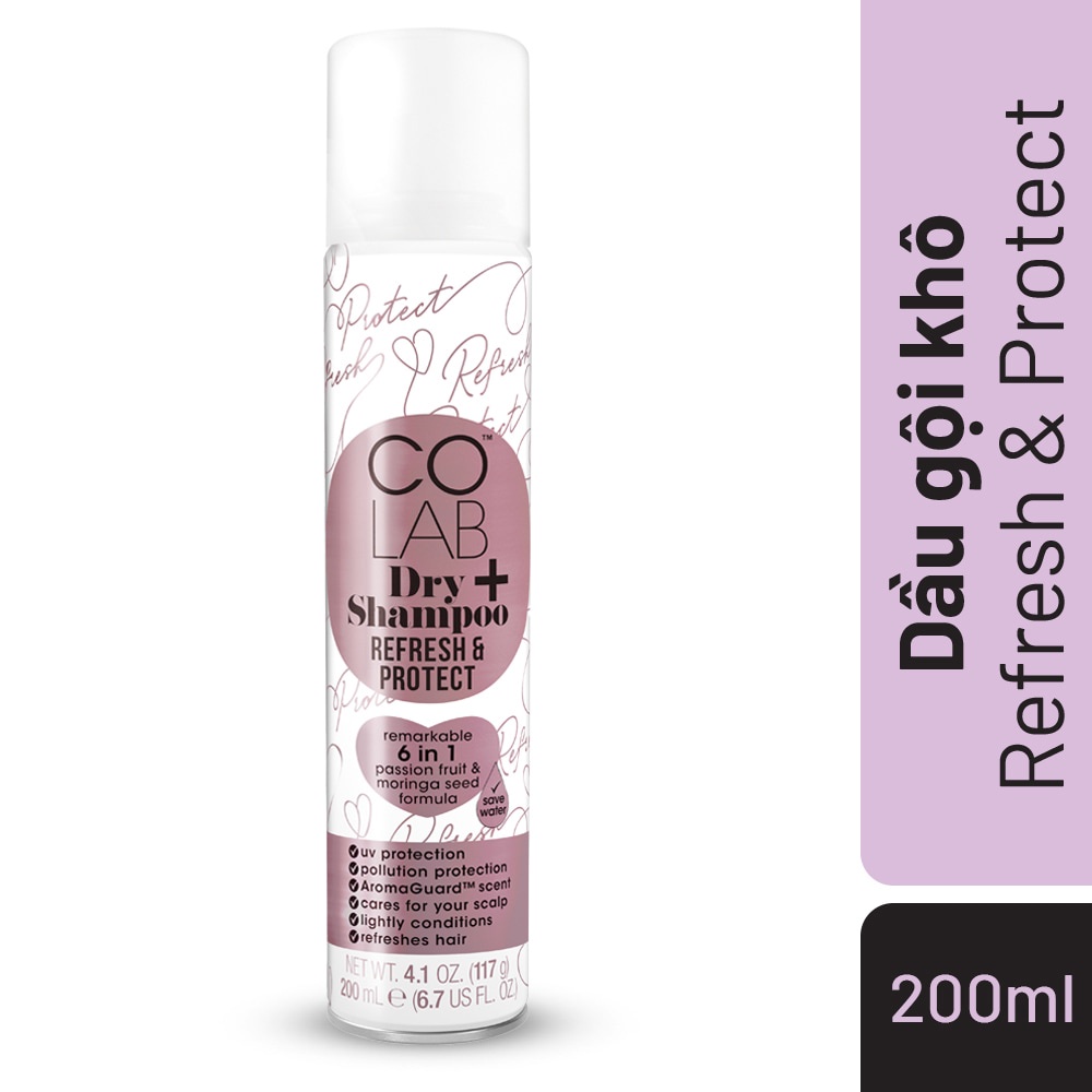 Dầu Gội Khô Colab+ Bảo Vệ Toàn Diện Tóc Ban Ngày Với Công Thức 6 Trong 1 Refresh &amp; Protect 200ml