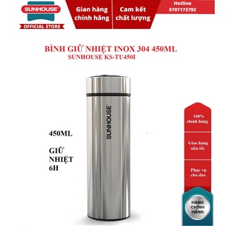 Bình giữ nhiệt inox 304 450ml sunhouse ks-tu450i giữ nhiệt 6h – hàng chính hãng