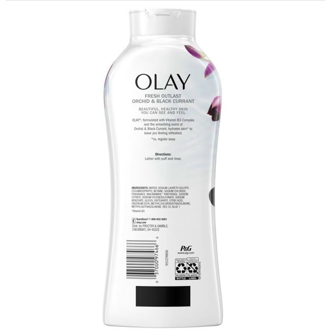 Sữa Tắm Dưỡng ẩm Olay Hoa Lan và Quả Lý Chua Lê 650ml Soothing Orchid & Blackcurrant NK Mỹ
