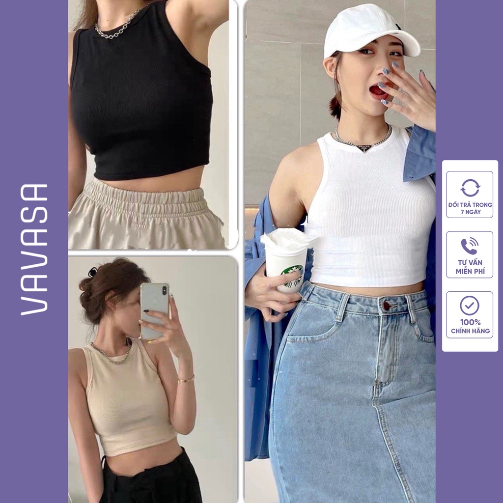 Áo croptop nữ ba lỗ nữ kiểu ôm bigsize cổ tròn thun body tập gym thể thao VAVASA AD01 | WebRaoVat - webraovat.net.vn