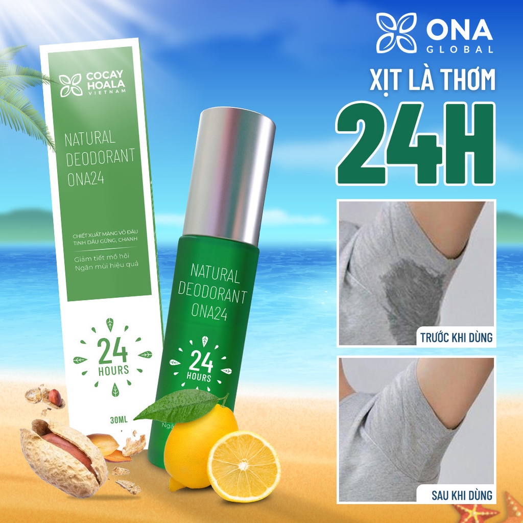 Xịt khử mùi cơ thể ONA24 - Xịt ngăn mùi và mồ hôi dạng phun sương hương nước hoa Cỏ Cây Hoa Lá 30ml