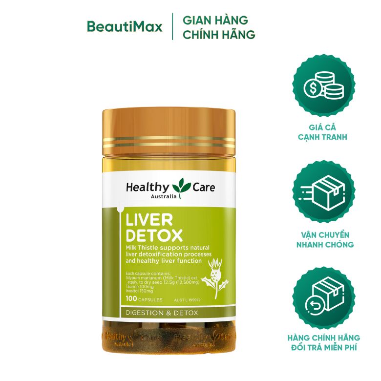 Viên uống thải độc gan Healthy Care Liver Detox 100 viên BeautiMax