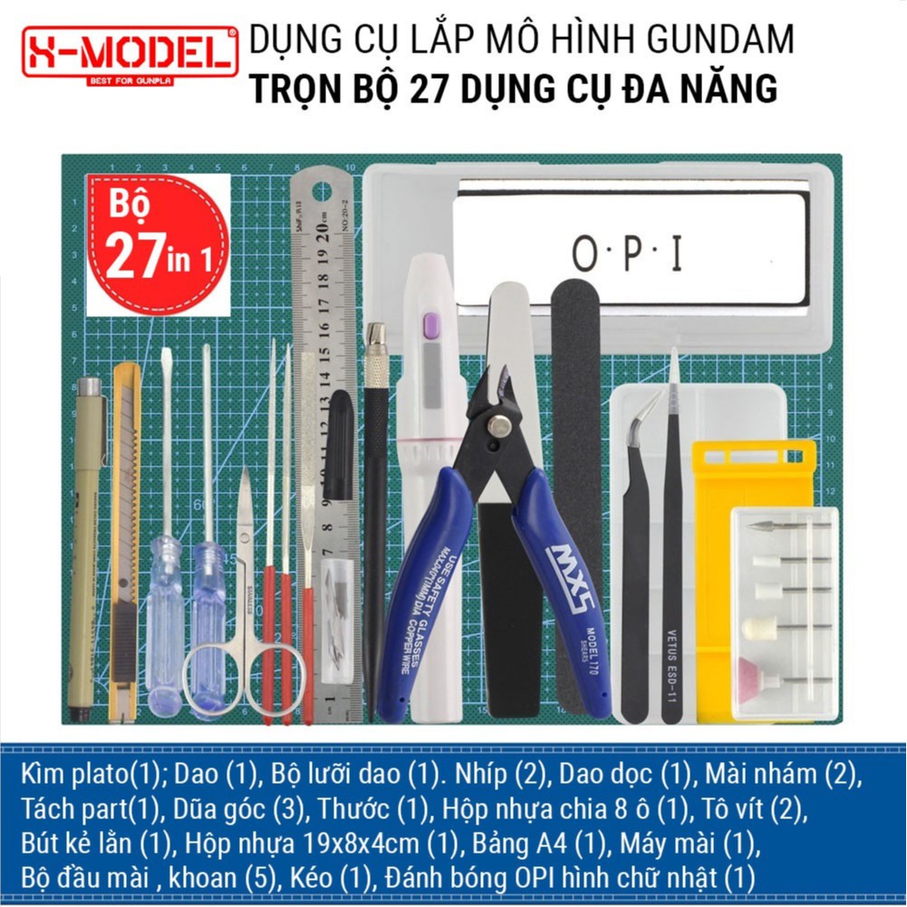 Bộ dụng cụ Gundam Tool làm mô hình XMODEL cho đồ chơi lắp ráp Anime Nhật Bản (Bộ từ 27 dụng cụ đến Bộ 1 dụng cụ)