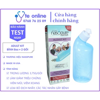 Bộ Rửa Mũi Xoang Cao Cấp Adult Kit của Nasopure (1 bình 240ml + 2 gói muối) | Viêm mũi, Viêm xoang, Nghẹt mũi