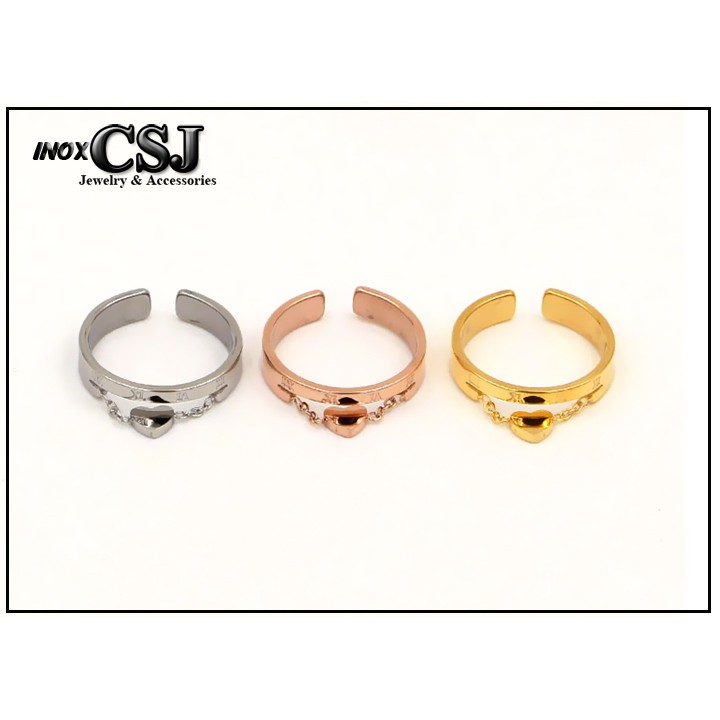 NHẪN TITAN CHẠM SỐ LA MÃ CÁCH ĐIỆU TRÁI TIM VÀNG TƯƠI (freesize) - tặng hộp đựng cực xinh