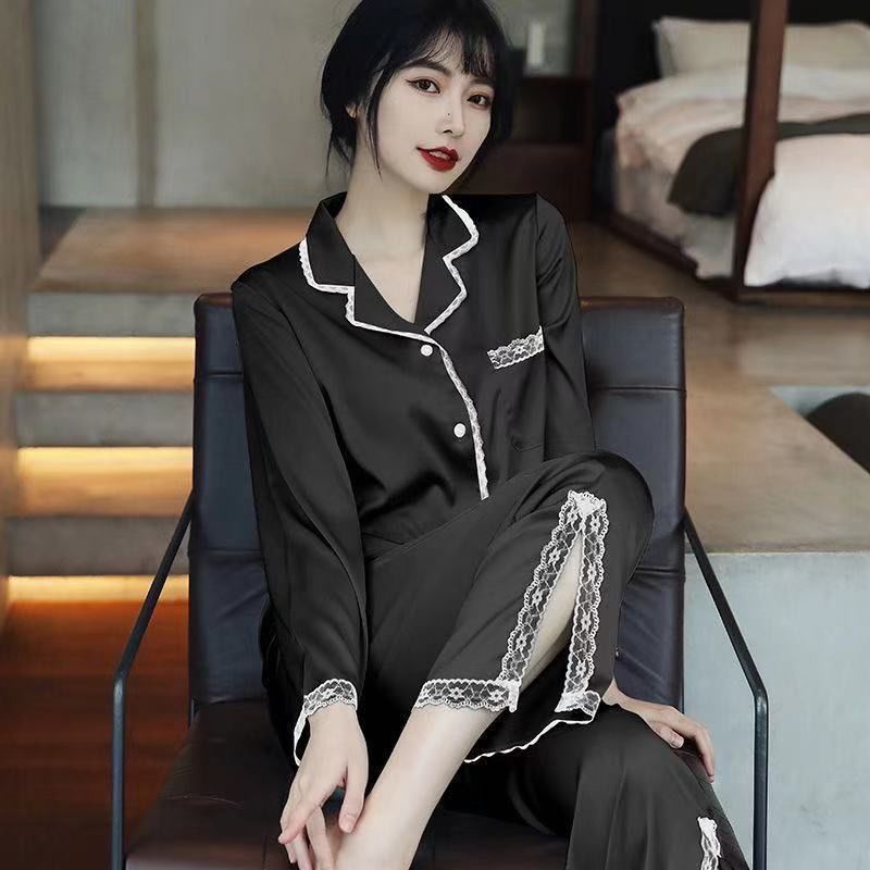 Bộ đồ ngủ tay dài chất lụa lạnh cao cấp quyến rũ cho nữ