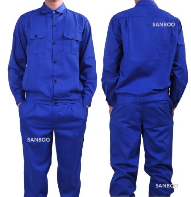 Quần áo bảo hộ lao động kaki màu xanh blue