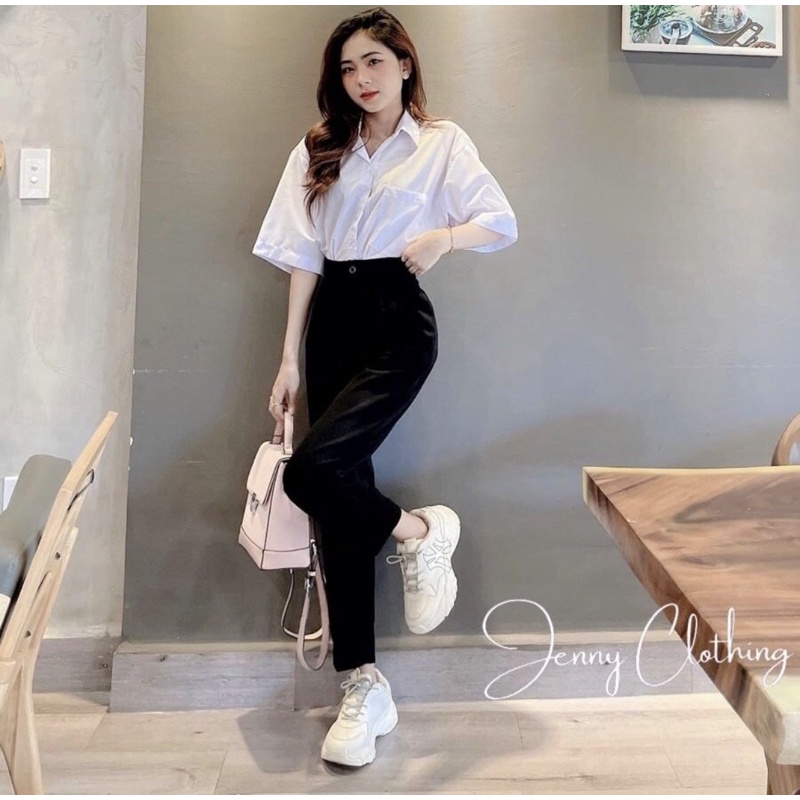 Quần tây nữ sinh Áo sơ mi trắng tay ngắn - đi học, công sở