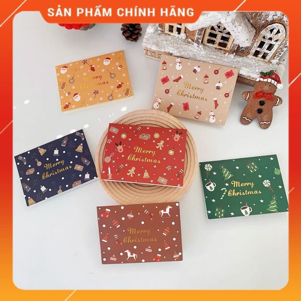 Thiệp Giáng Sinh ❤️ FREESHIP❤️ Set 6 Chiếc Bao Gồm Tấm Thiệp Miếng Dán Phong Bì ❤️ Momomart