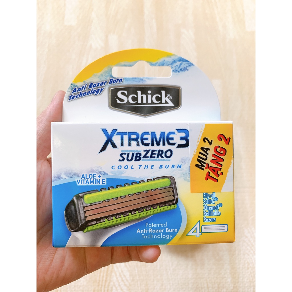 [HÀNG MỚI] Hộp lưỡi dao cạo SCHICK XTREME 3 SUBZERO(4 LƯỠI/HÔP)