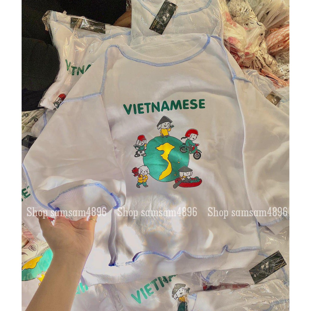 [FREESHIP 50K] Áo Nỉ Sweater Chỉ Nổi In Việt Nam 🇻🇳 Áo Nỉ Cổ Tròn Form Rộng Tay Bồng Unisex(kèm ảnh thật) | BigBuy360 - bigbuy360.vn