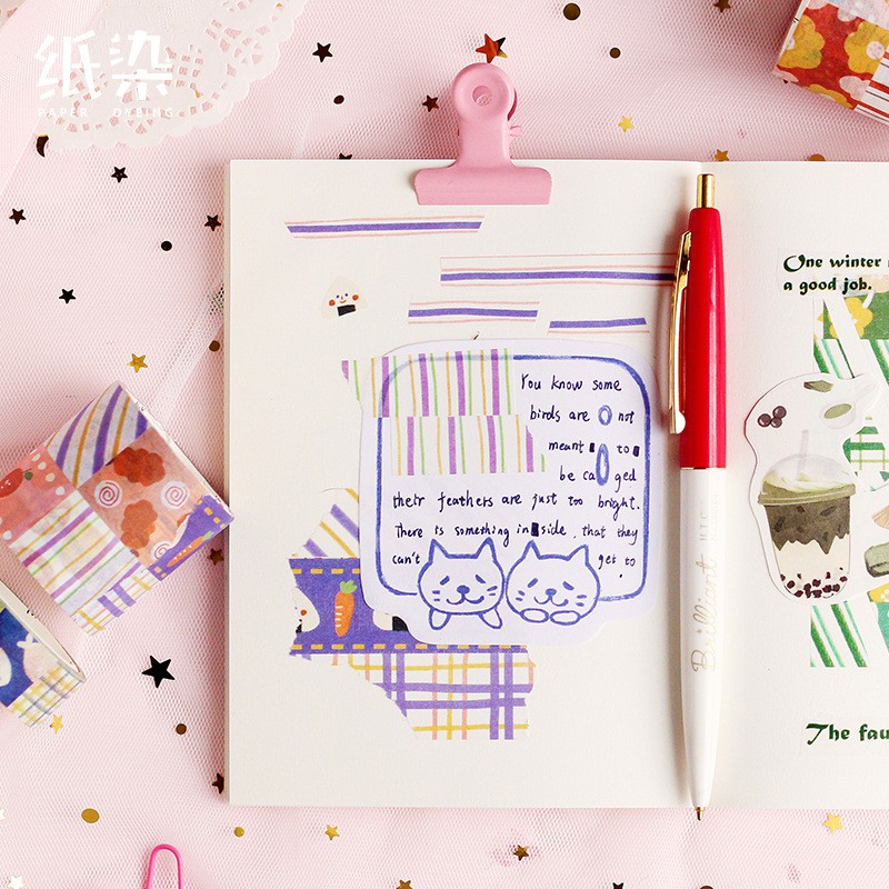 Băng dính trang trí Washi tape Paper dyeing 1 cuộn : 15mm x 5m