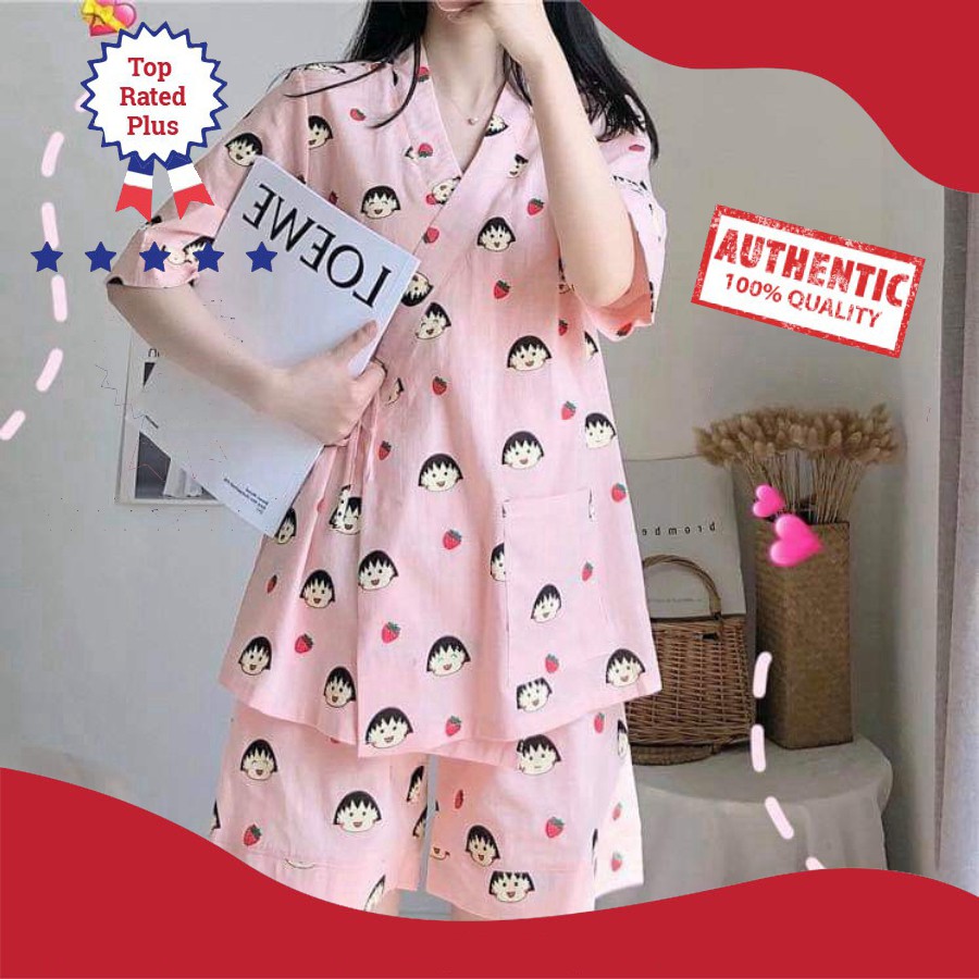 [Chất đẹp] Mới -  BỘ YUKATA MARUKO DÂU TÂY HỒNG ULAZANG - BỘ NGỦ PYJAMA MARUKO HOT