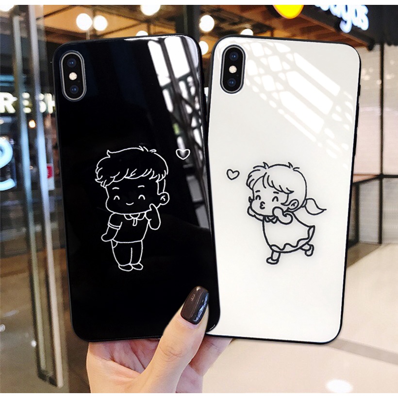 Ốp lưng iphone kính cặp đôi yêu thương K11 case 14plus 14 pro max 13 12 promax 11 mini 6 6s 7 8 plus x xr xs Se