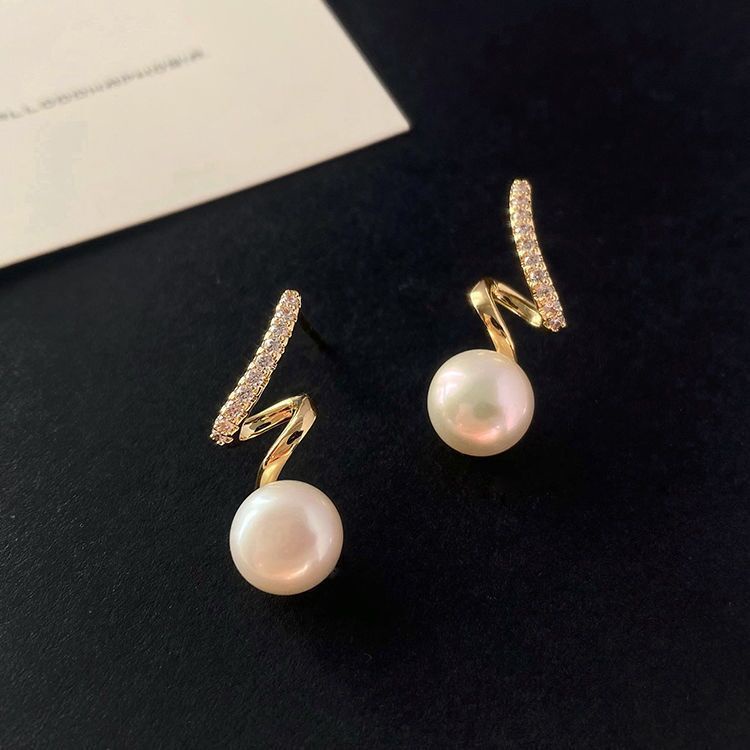 Bông Tai Hàn Quốc Đính Đá Hình Sóng Nước Độc Đáo Mainia Shop