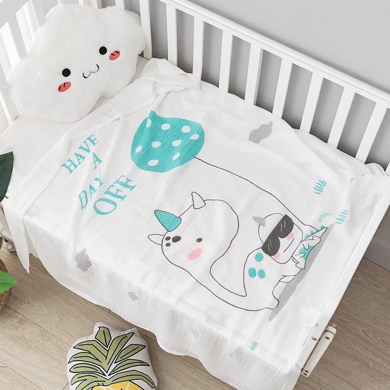 Chăn lụa Annie Baby ⚡️FREESHIP⚡️ Chăn Lụa Cotton Aden Siêu Mềm Mát (KT: 1m1x1m1)