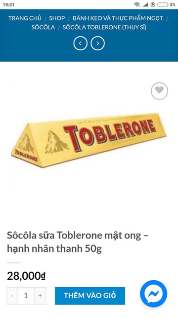 SOCOLA TOBLERONE THUỴ SĨ