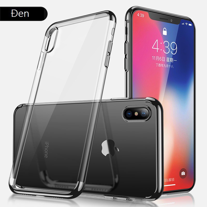 Ốp dẻo trong suốt viền màu các dòng IPhone X/XS | IPhone XS Max - Ốp lung kính dẻo trong Baseus Shining Case
