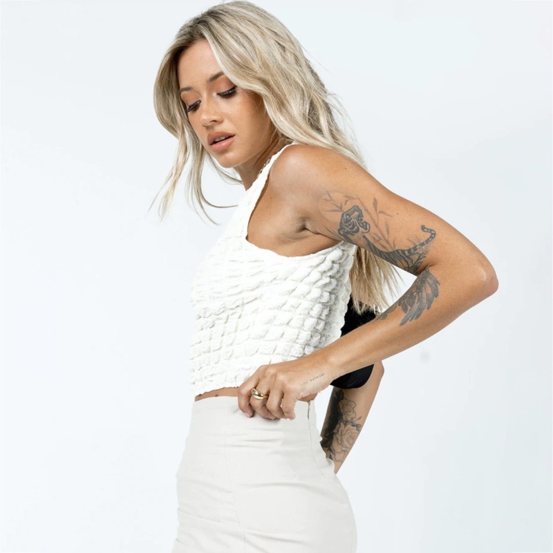 Youyo Áo Croptop Sát Nách Cổ Tròn Ôm Dáng Gợi Cảm Ngọt Ngào Cho Nữ