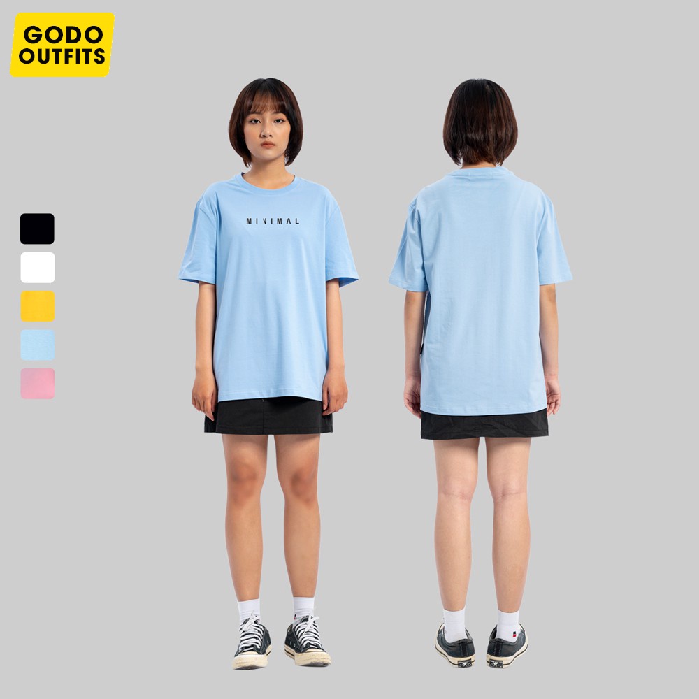 Áo thun tay ngắn nam nữ  GODO OUTFITS IN MINIMAL ATR07 chất liệu Premium Cotton 100% 4 chiều form rộng unisex hồng