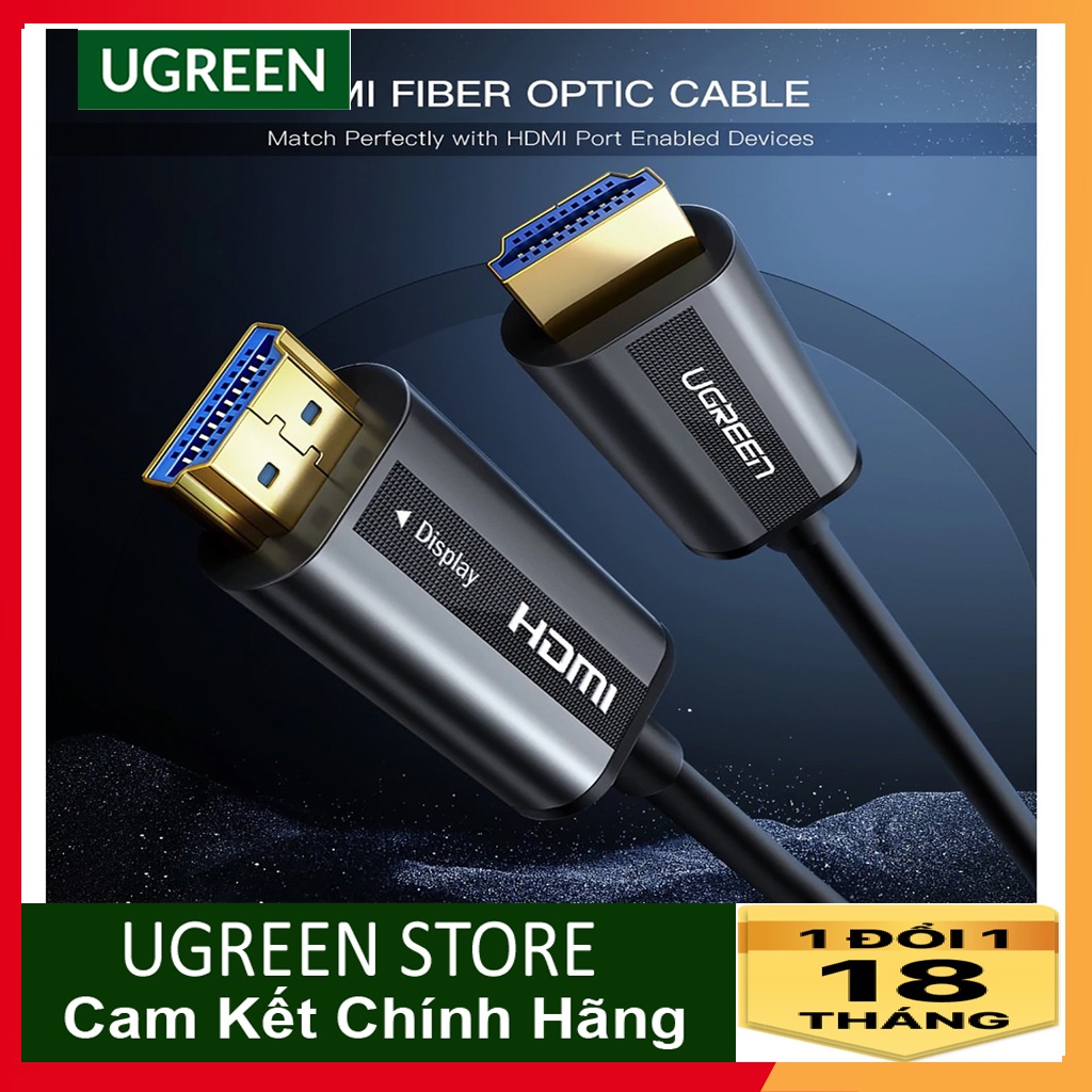 Cáp HDMI 2.0 sợi quang hợp kim kẽm 10M CHÍP QUANG ĐIỆN Ugreen 50717 Chính hãng