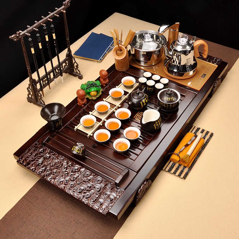 Bàn trà điện thông minh gỗ tự nhiên - Bộ bàn trà điện tử giá rẻ trạm hoa BH 1 năm