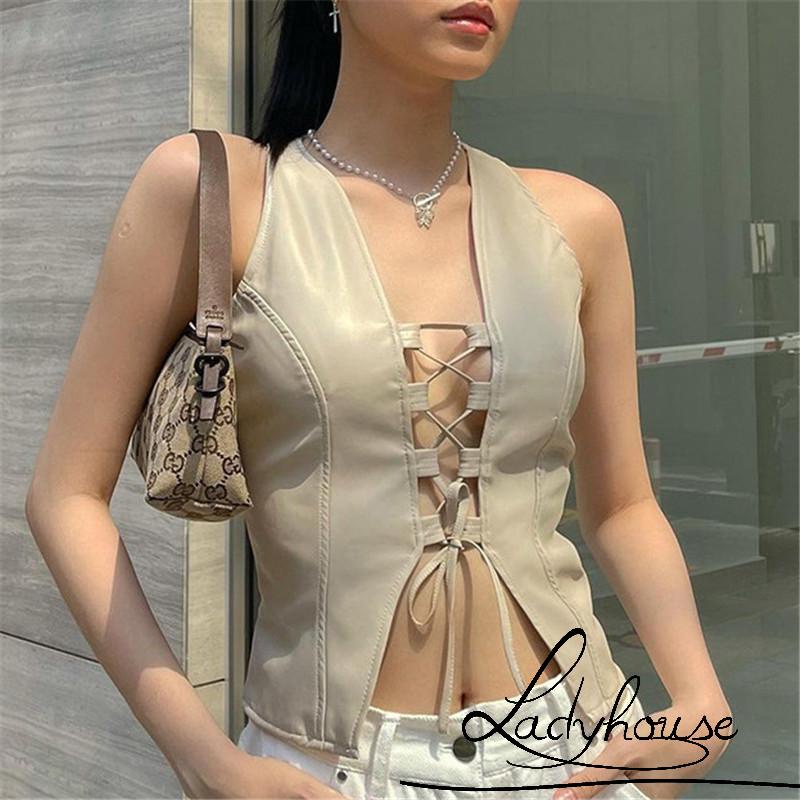 Áo Croptop Không Tay Màu Sắc Đơn Giản Thời Trang Mùa Hè Cho Nữ