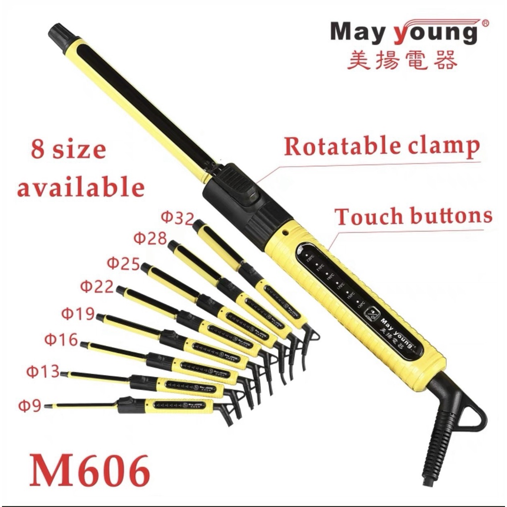 Máy uốn tóc xoăn vàng cảm ứng May Young M606 phủ sứ ceramic bóng mượt tóc chính hãng