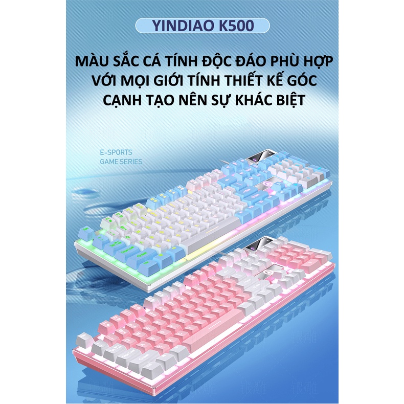 Bàn phím giả cơ YINDIAO K500 đa dạng màu sắc kèm theo đèn led 7 màu xuyên phím dành cho game thủ - NK