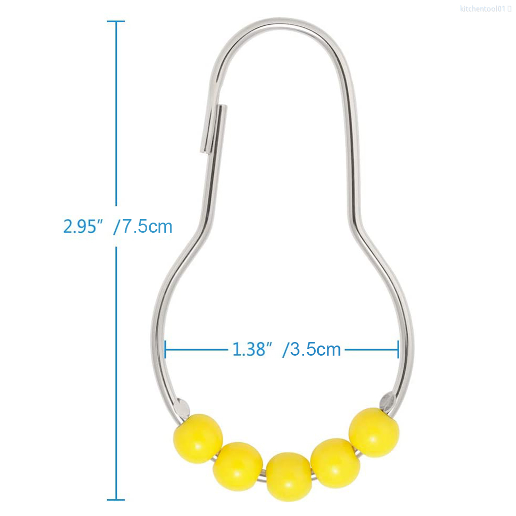 Bộ 12 Móc Treo Rèm Nhà Tắm Chất Liệu Thép Không Gỉ Màu Vàng | BigBuy360 - bigbuy360.vn