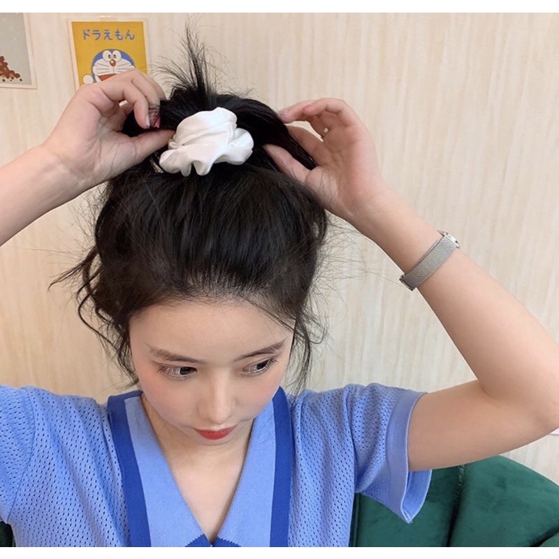 Set 10 dây cột tóc scrunchie phi bóng xinh xắn,phong cách Hàn Quốc dành cho nữ