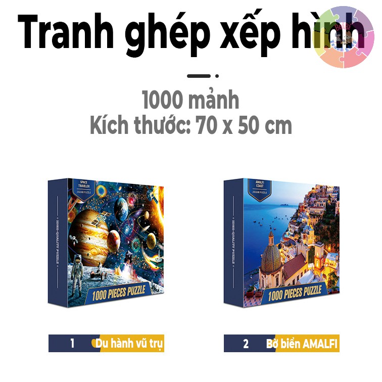 Tranh Ghép Hình 1000 Miếng Mẫu Cao Cấp Dành Cho Người Lớn Và Trẻ Em,Jigsaw Puzzle RandomCut, Kích thước: 70x50 cm CC1