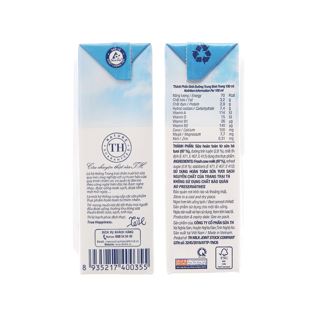 1 Hộp Sữa Tươi Tiệt Trùng TH True Milk