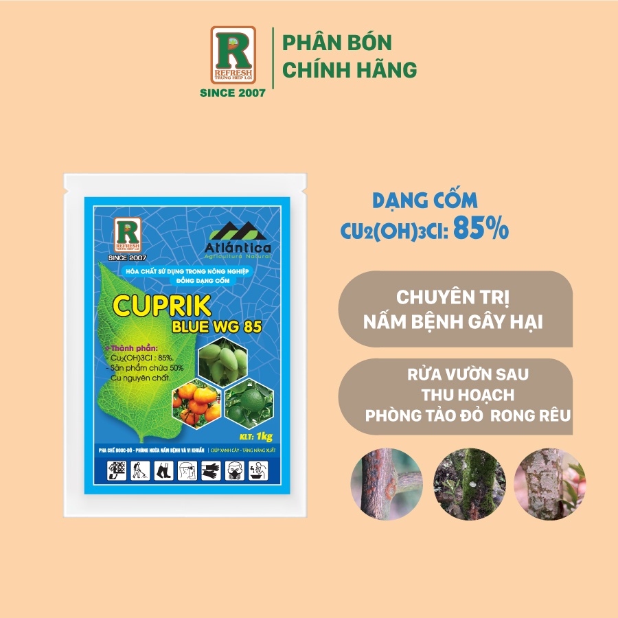 thuốc trừ bệnh gốc đồng CUPRIK W.G BLUE 1Kg phục hồi cây, phòng trị vi khuẩn, tảo, rong, nấm bệnh