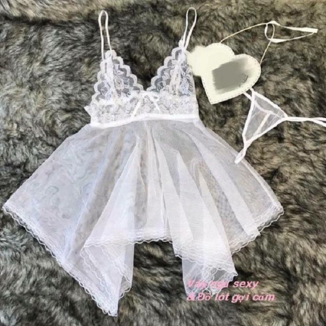 Áo váy ngủ xuyên thấu kèm quần chíp MS001 | BigBuy360 - bigbuy360.vn