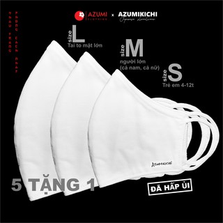 Khẩu trang vải 5 tặng 1 màu trắng, khau trang thời trang cao cấp thoáng khí Azumikichi