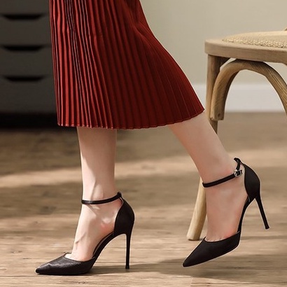Giày cao gót basic chất liệu da lộn cao 7cm gót nhọn mã BBC50