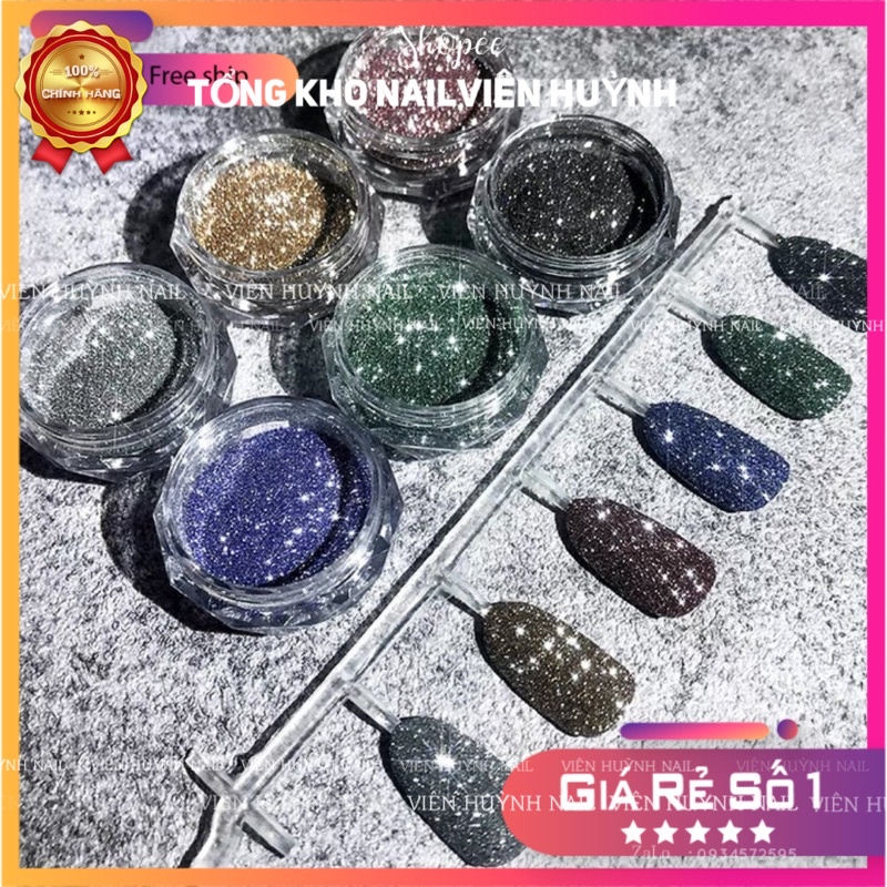 Nhũ rắc nail , nhũ flash siêu sáng ( set gồm 8 hũ )