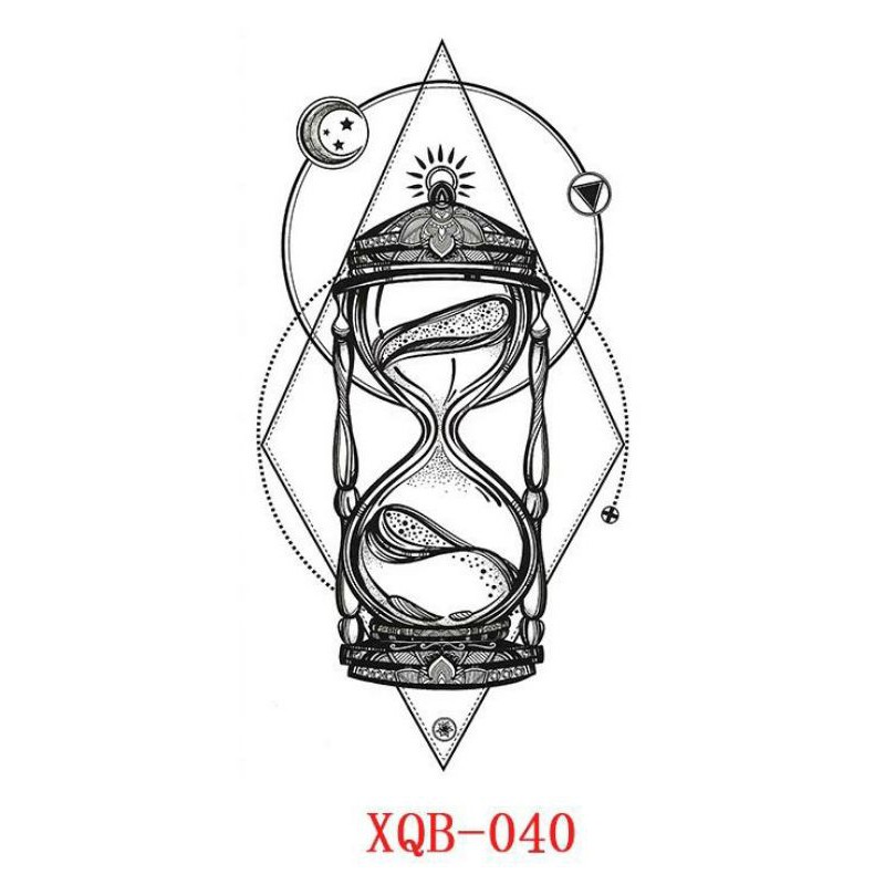 Xăm dán 3D đồng hồ cát siêu đẹp, hình xăm giả, xăm tạm thời XQB 040