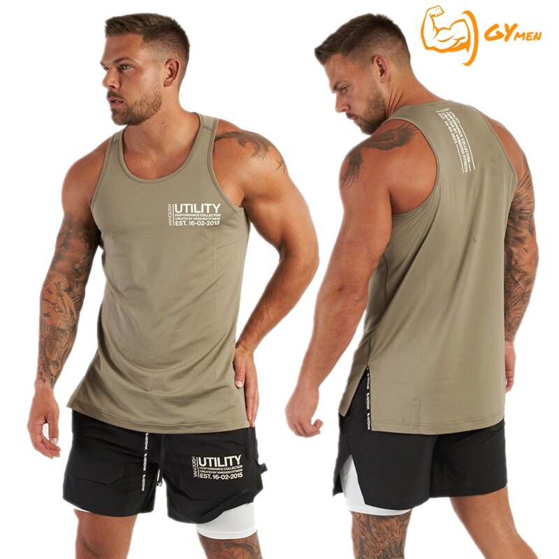 [ GYMEN ]  Áo vest thể thao nam cổ tròn dáng rộng, áo thun cộc tay, cotton cao cấp, phong cách Âu Mỹ, size lớn, co giãn, vải thoáng, nhanh khô, thấm mồ hôi, in hình
