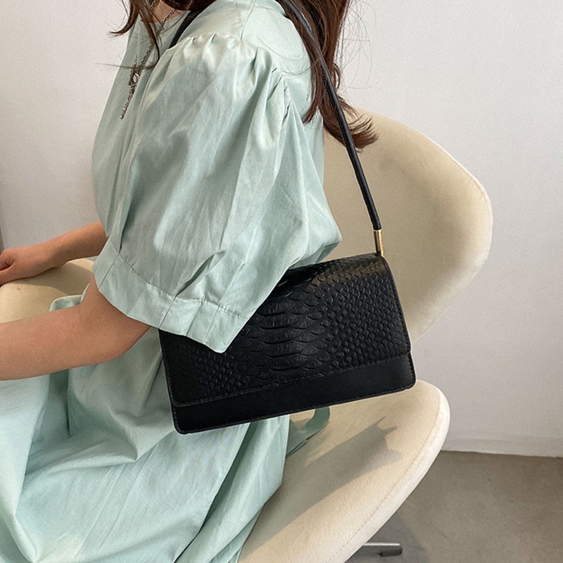 Túi đeo vai IELGY họa tiết da cá sấu phong cách cổ điển thời trang cho nữ