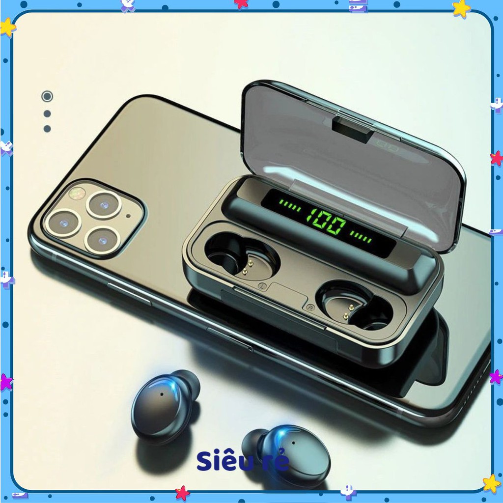 Tai Nghe Bluetooth Không Dây Nhét Tai 5.0 Amoi F9 Pro Nút Cảm Ứng Kiêm Sạc Pin Dự Phòng bakashop02