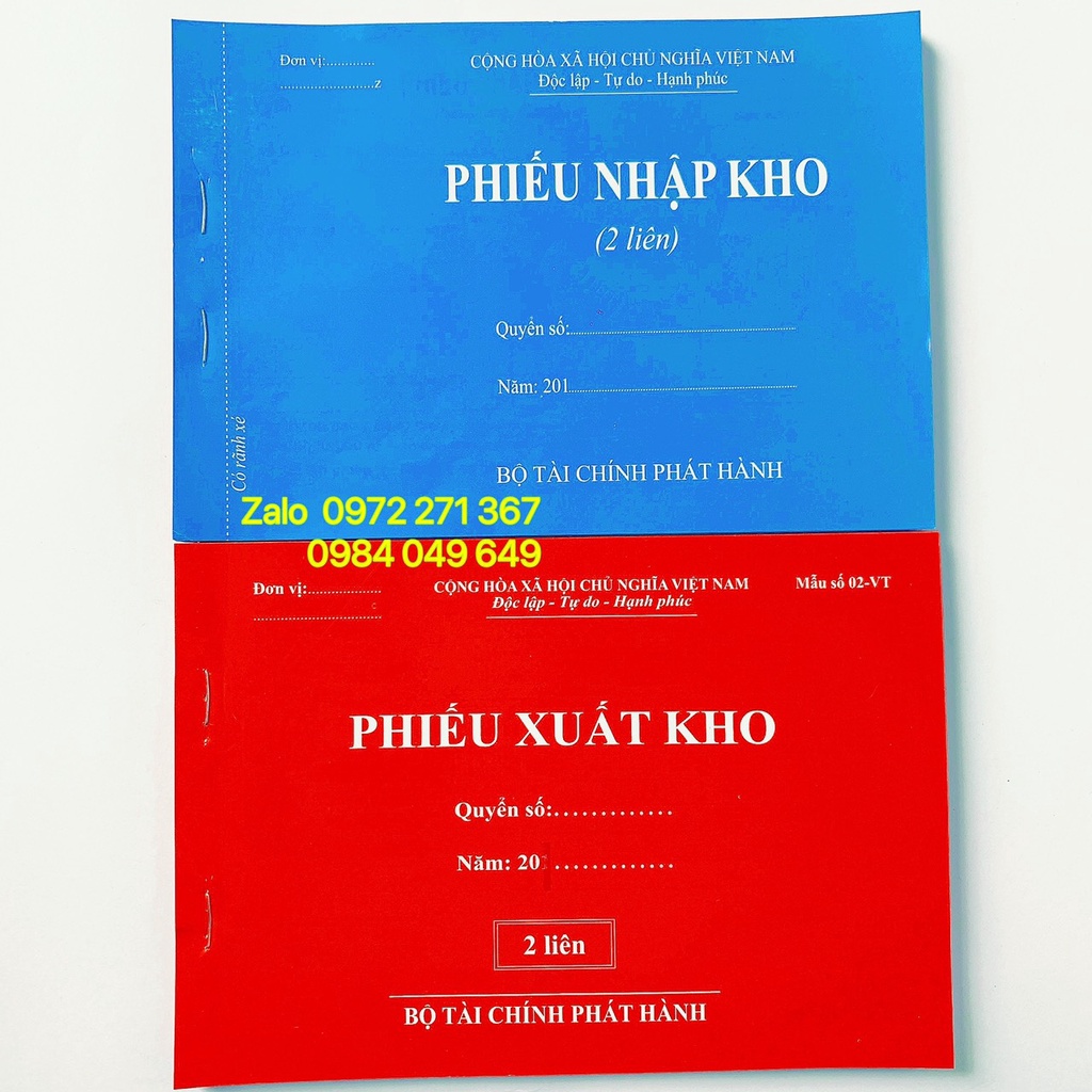 Phiếu nhập kho, Phiếu xuất kho A5 2 liên 60 tờ, 100 tờ