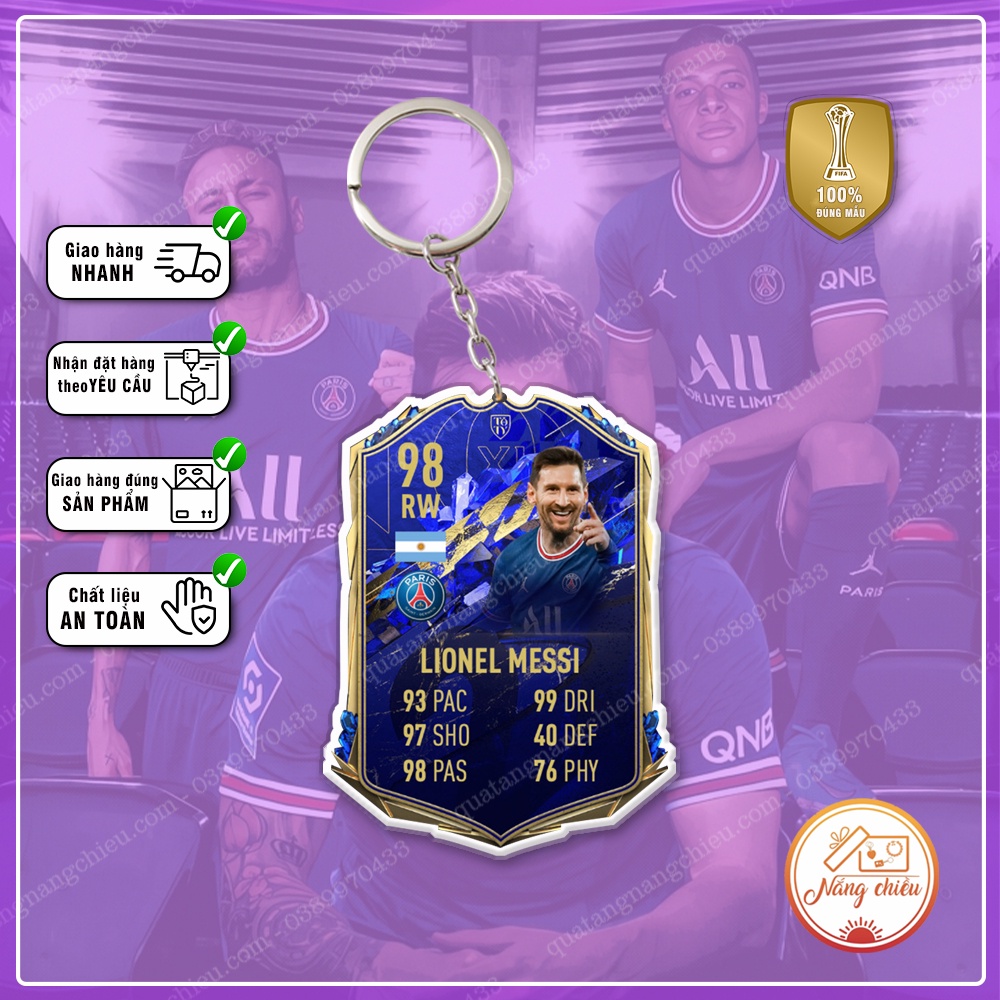 Móc khóa Messi, thẻ cầu thủ bóng đá ☘️Quà Tặng Nắng Chiều☘️