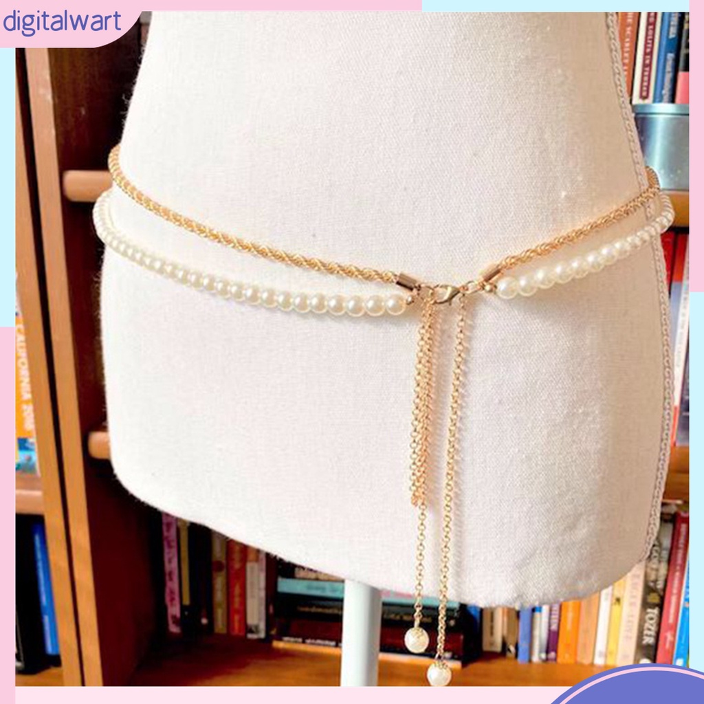{digitalwart} Chuỗi Đeo Hông Đính Ngọc Trai Trắng Tinh Tế Cổ Điển Dễ Phối Đồ Đi Tiệc Tinh Tế Đẹp Mắt