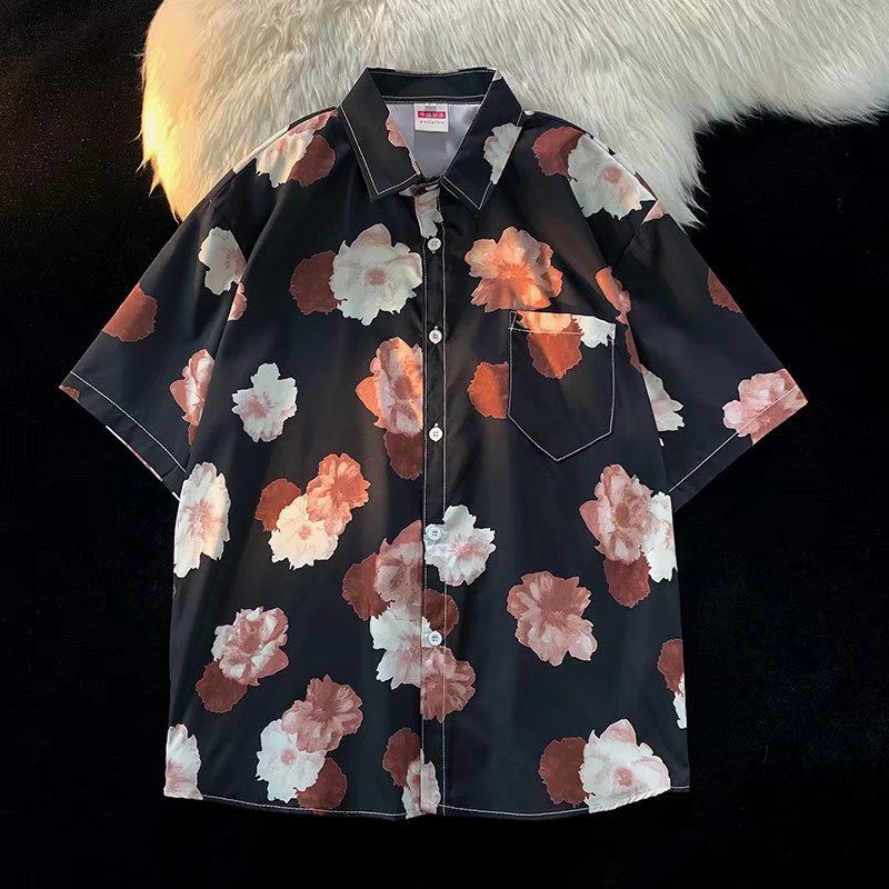 Áo Sơ Mi Tay Ngắn Họa Tiết Hoa Phong Cách Thời Trang Hàn Quốc Cho Nam