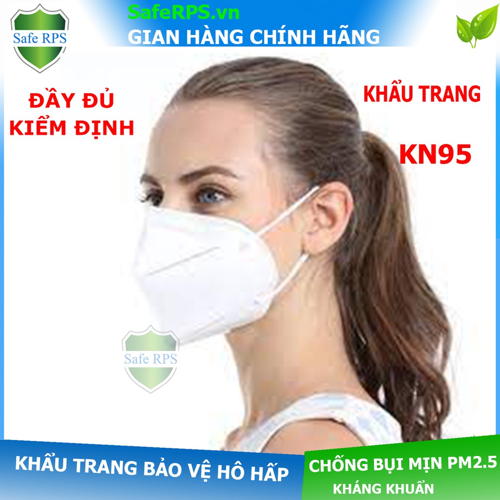 Khẩu trang KN95 chống bụi mịn Pm2.5 , kháng khuẩn cao cấp chính hãng , màu trắng , 5 lớp , đầy đủ kiểm định