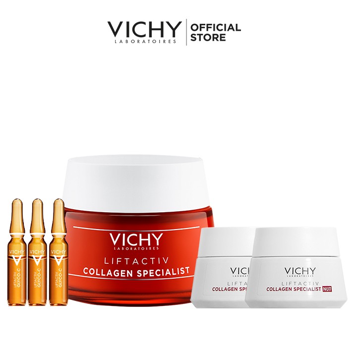 Bộ kem dưỡng hỗ trợ săn chắc, ngăn ngừa lão hóa và làm sáng da Vichy Liftactiv Collagen Specialist