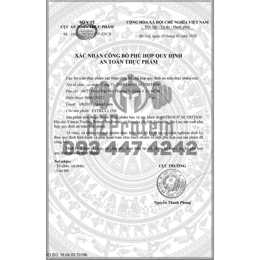 OSTROVIT CITRULLINE BƠM MÁU, TĂNG SỨC MẠNH CƠ BẮP TRƯỚC KHI TẬP CỦA HÃNG OSTROVIT (210g)
