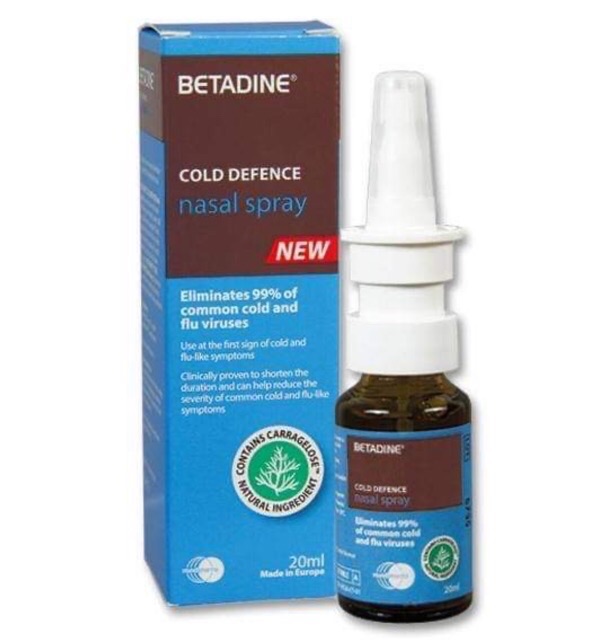 Dung dịch xịt mũi BETADINE Cold Defence Nasal Spray ngừa cảm cúm cho người lớn và trẻ em - Chai 20ml